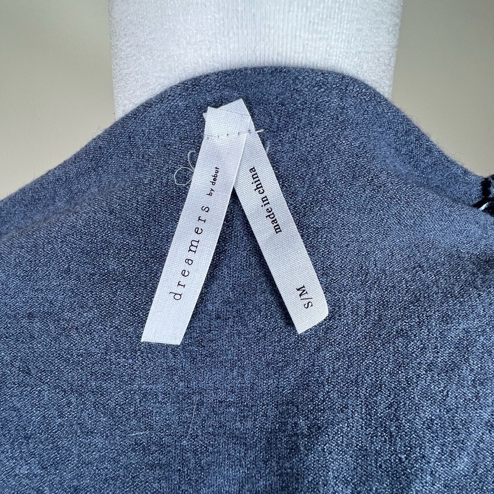 Dreamers by debut  Tunic Long Sleeve Smoke Blue Lightweight Sweater, Size S/M - Picture 7 of 9